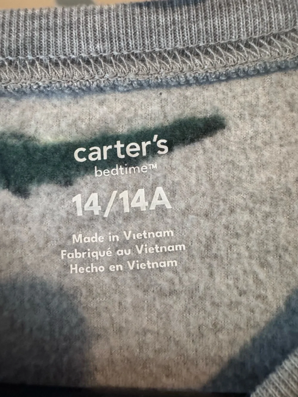 Carter's Grey Footed One-Piece Pajamas with Green and Yellow Dinosaurs